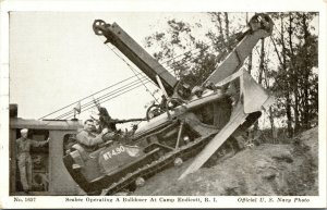 Vtg Seabee Operating Bulldozer at US Navy Camp Endicott Rhode Island RI Postcard