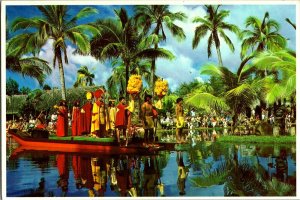 Royal Hawaiian Court, ,Pageant of Canoes Laie Oahu HI Postcard I70