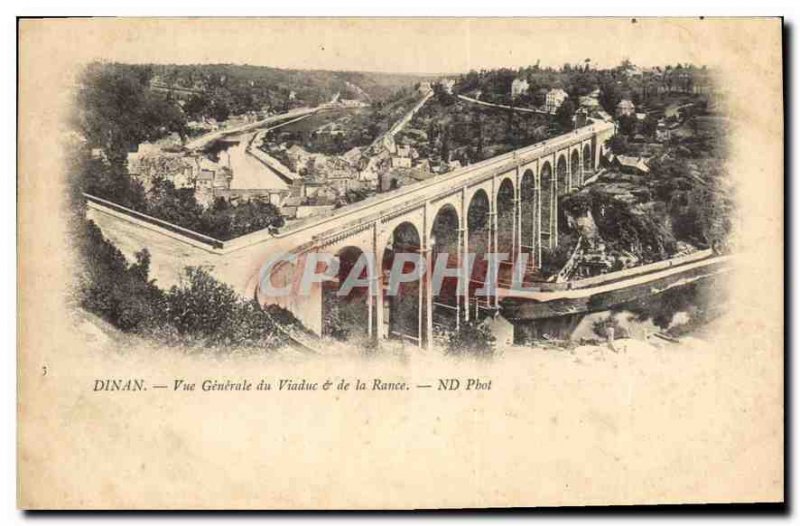 Old Postcard Dinan general view of the Viaduct and the Rance