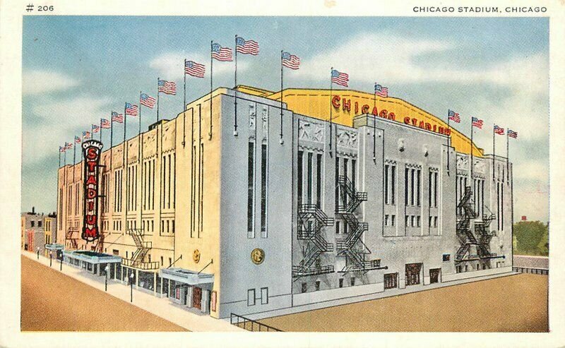 Chicago Illinois Stadium Sports  #206 Postcard Flag 20-7575