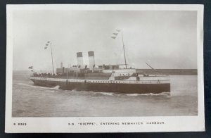 Mint England RPPC Real Photo Postcard SS Dieppe Entering New Haven Harbour