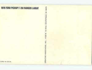 Unused 1978 car dealer ad postcard FORD PICKUP F-150 RANGER LARIAT o8503-12