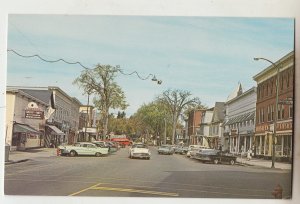 P3027, vintage postcard busy street scene lancaster new hampshire unused