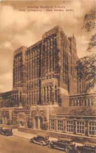 NEW HAVEN CONNECTICUT~STERLING MEMORIAL LIBRARY~YALE UNIV~SEPIA POSTCARD 1934