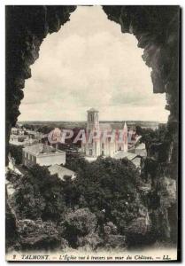 Old Postcard The Talmont Church uve Travers has a Castle wall