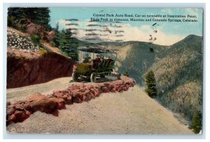 1915 Crystal Park Auto Road Car Pikes Peak Manitou Colorado Springs CO Postcard