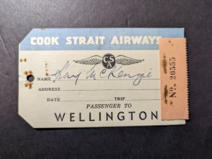 Cook Strait Airways Luggage Label Tag Kay McKenzie to Wellington No 20555