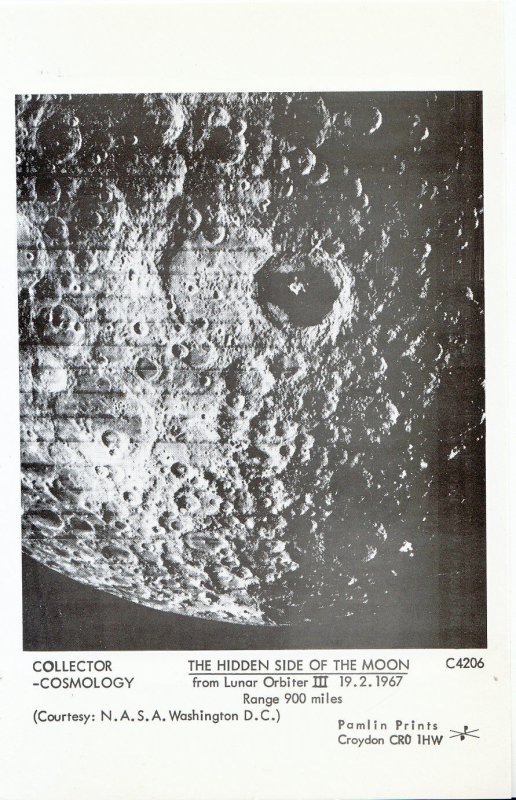 Cosmology Postcard- Space - Hidden Side of The Moon from Lunar Orbiter III - U92 