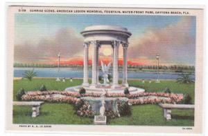 American Legion Fountain Daytona Beach Florida linen postcard