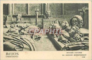 Old Postcard Reims cathedral Statues Last Victims of Bombing 1919