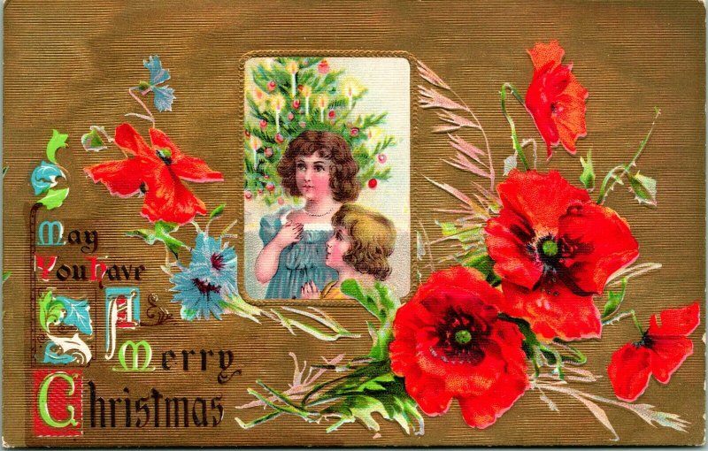 Vtg Postcard c 1911 Have a Merry Christmas Gilded Textured Embossed- Unused