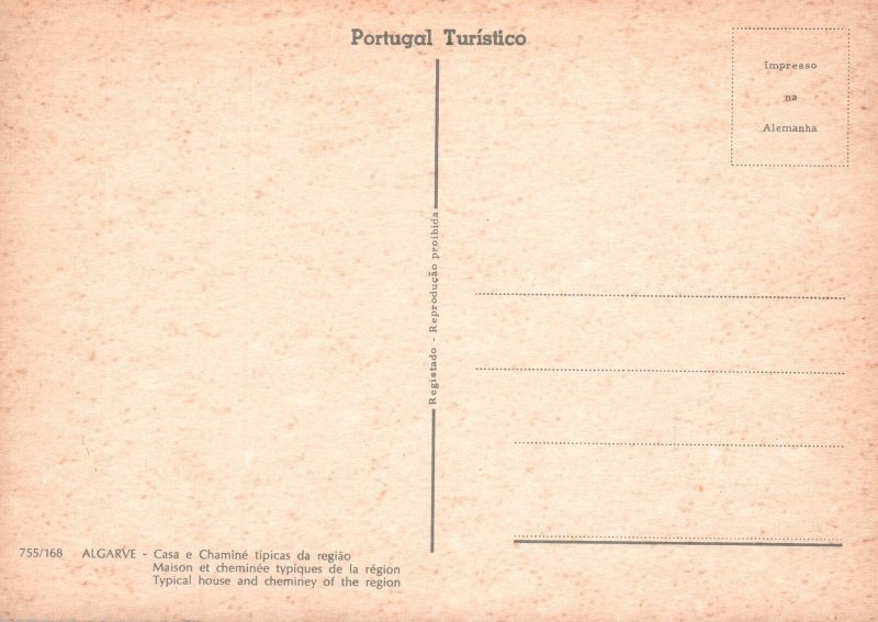 CONTINENTAL SIZE POSTCARD TYPICAL HOUSE AND LOCALE OF THE ALGARVE PORTUGAL 1970s