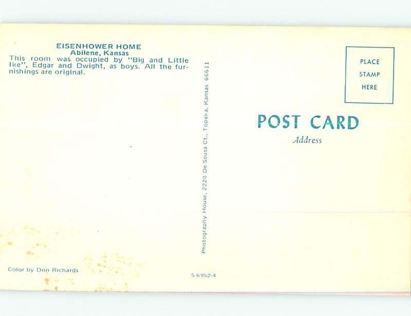 Unused Pre-1980 PRESIDENT EISENHOWER HOME Abilene Kansas KS hn3135