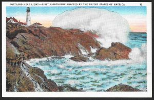 Portland Head Light First Lighthouse in USA Portland Maine Unused c1920s