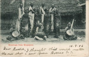 PC SINGAPORE, NATIVE BAND, Vintage Postcard (B42273)