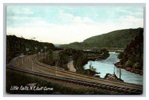 Vintage 1900's Postcard Train Tracks Along the Gulf Curve Little Falls New York