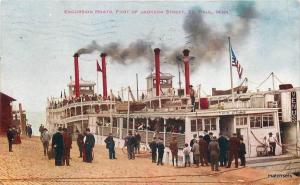 1910 St Paul Minnesota Excursion Boats Jackson Street Hammon postcard 9149