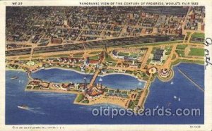 Panoramic view Chicago Worlds Fair 1933, Exposition Unused light wear writing...