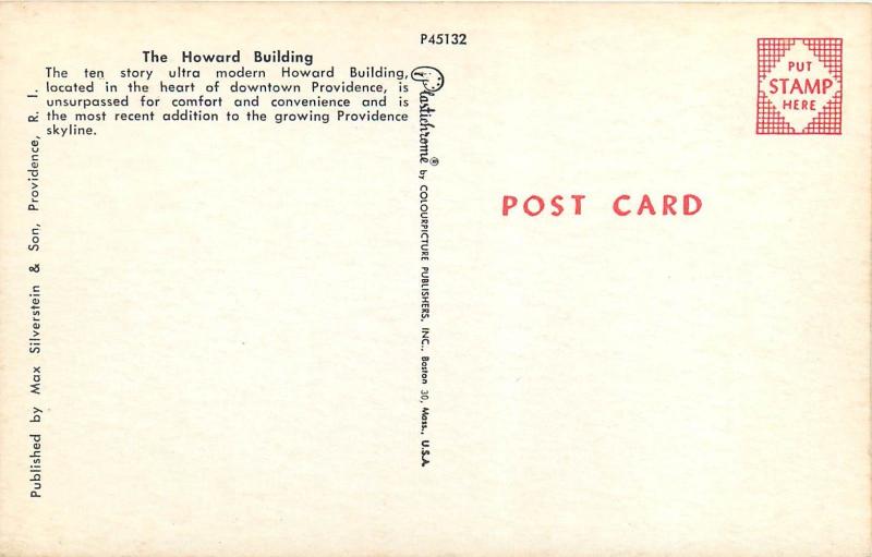 Howard Building Rhode Island RI old cars Postcard