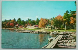 Ray Minnesota~Moose Horn Resort~Motel~Lake~Dock~Rowboats~Autumn Trees~1950s 