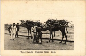 PC STEAMER POINT ADEN WOOD CAMELS YEMEN (a32242)