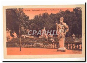 Old Postcard Nimes Gardens of the fountain The God Pan and Diana