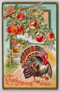 Thanksgiving Joys Turkey Under Fruit Tree Postcard V22