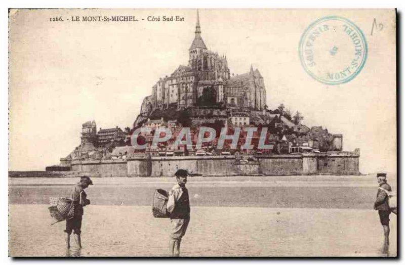 Old Postcard Mont St Michel South East Coast Fishing Fisherman