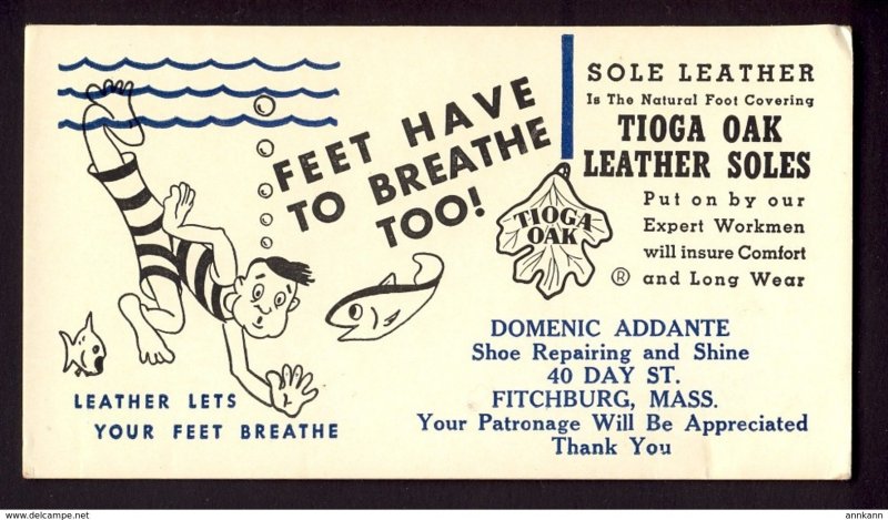 FITCHBURG, MASS. USA Sole leather Tioga Oak Leather soles shoe repair  BLOTTER