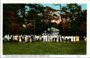 Postcard ON Trenton Crowds at Picnic Grounds at Twelve O'clock Point 1920s K49