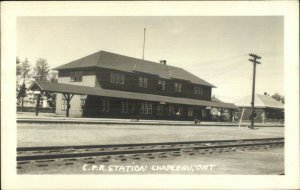 Chapleau Ontario CPR RR Train Station Depot Real Photo Postcard