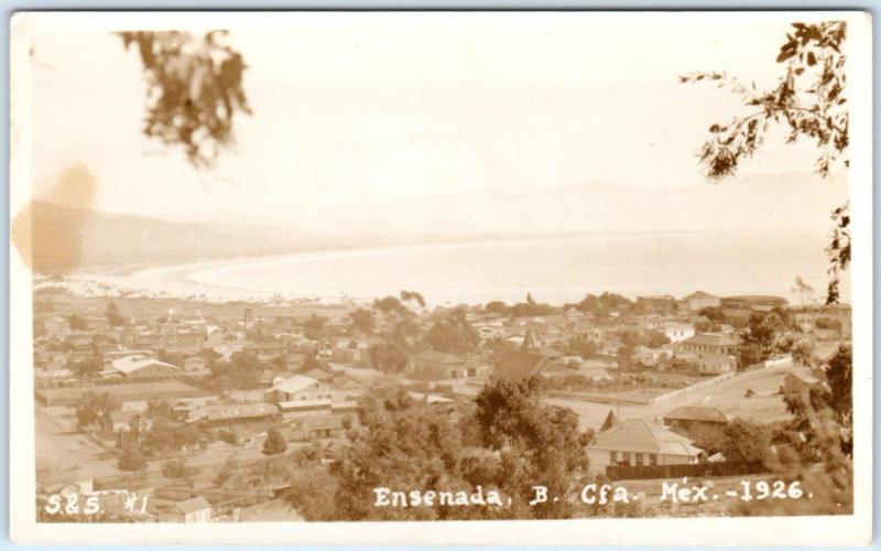 RPPC  ENSENADA, Baja California MEXICO  Birdseye View  1926    Postcard
