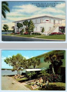 2 Postcards CLEARWATER BEACH, Florida FL~ Roadside WATER'S EDGE APARTMENTS