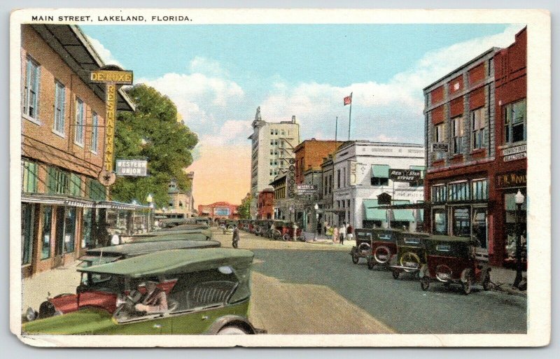 Lakeland FL~Main St~Deluxe Restaurant~Red Star Stoves~Woolworths~Realtors~1920s 