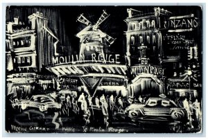 c1950's Moulin Rouge Cabaret Restaurant Windmill Cinema Paris France Postcard