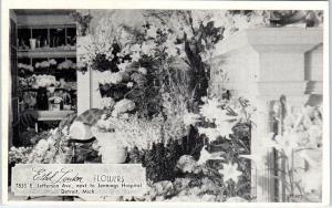 DETROIT, MI Michigan   ETHEL LINDON FLOWERS  Display  c1940s AD  Postcard