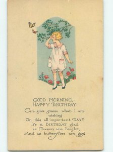 Pre-Linen GIRL WATCHING BUTTERFLIES IN THE MEADOW HL5550