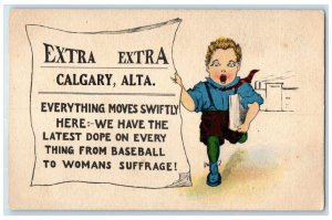 c1910 Extra Extra Calgary Alberta Canada Dope on Everything Comic Postcard