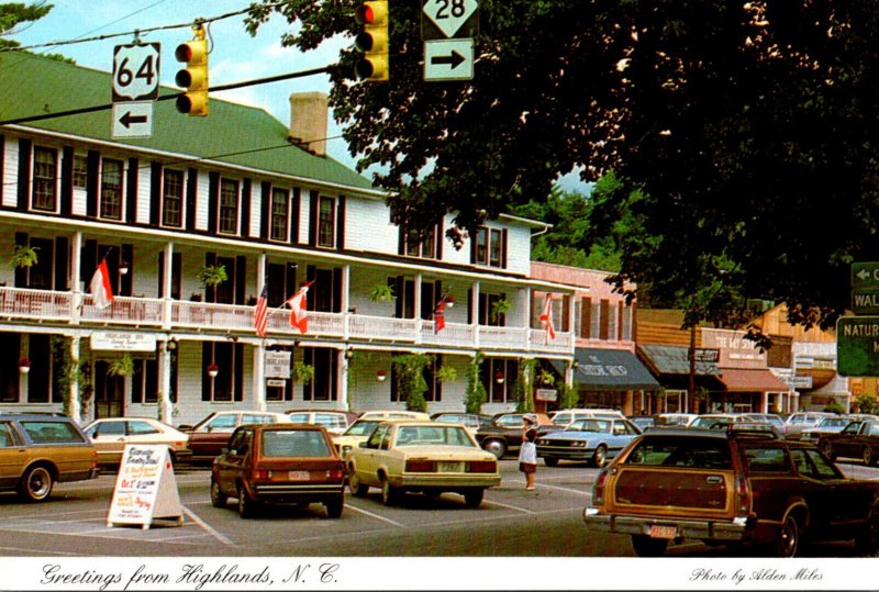 North Carolina Highlands Greetings Showing Main Street Facing East