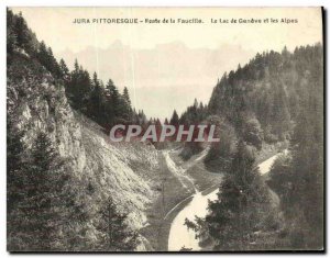 Old Postcard Picturesque Jura Road Sickle Lake Geneva and the Alps