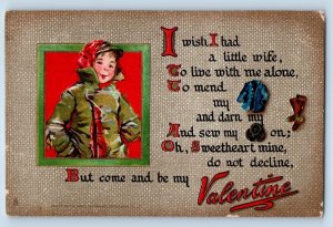 Raphael Tuck Signed Postcard Valentine Boy I Wish I Had A Little Wife Tuck 1911