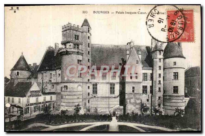 Old Postcard Bourges Palais Jacques Coeur du Chateau view taken