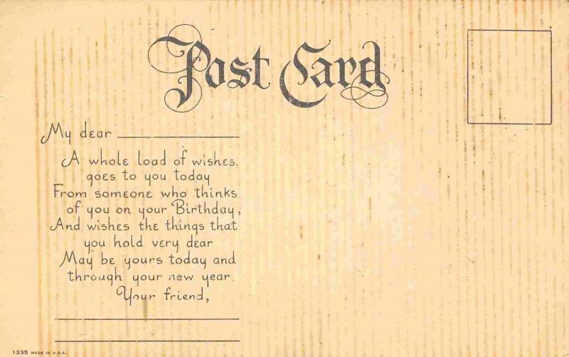 Child Toy Metal Push Car Happy Birthday postcard