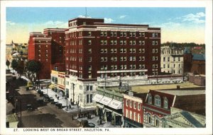 Hazleton Pennsylvania PA Broad Street Scene Looking West Vintage Postcard