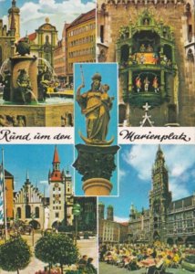 Germany Muenchen Fischbrunnen Glockenspiel Altes Rathaus & Neues Rathaus