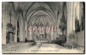 Postcard Old Brezolles Interior of The Church