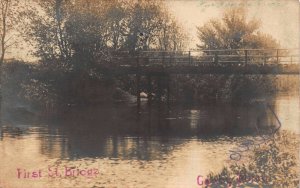 Real Photo Postcard First Street Bridge in Ganby, Minnesota~122809