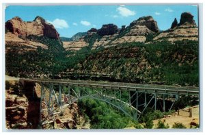 c1950 Midgley Truss Bridge Oak Creek Stone Formation Canyon Arizona AZ Postcard