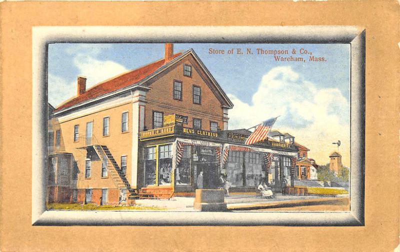 Wareham MA E. N. Thompson & Co. Store Front Border Postcard