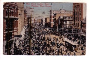 Main Steet, Labour Day, Winnipeg, Manitoba, Used 1914